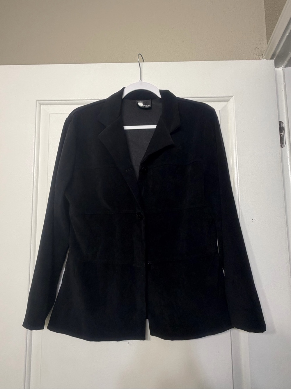 Classic Black Women's Suede Blazer Jacket